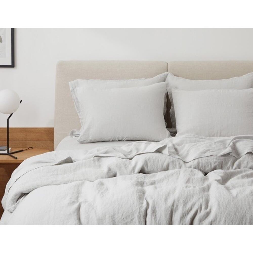 Parachute King/cal King Grey Linen Flat Sheet NEW